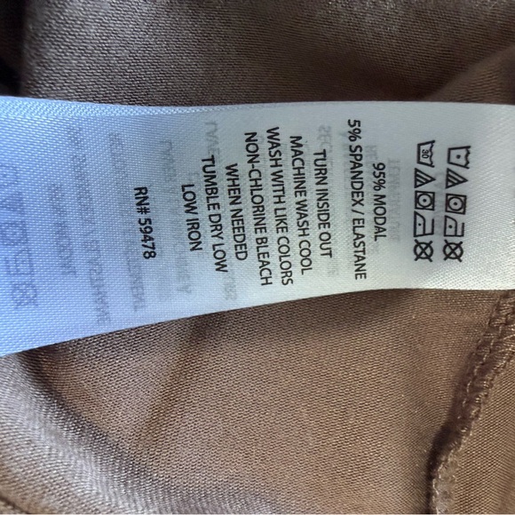 Tahari Modal Blend Mock Neck Long Sleeve Top - Size L - Taupe / Mushroom - Picture 6 of 9